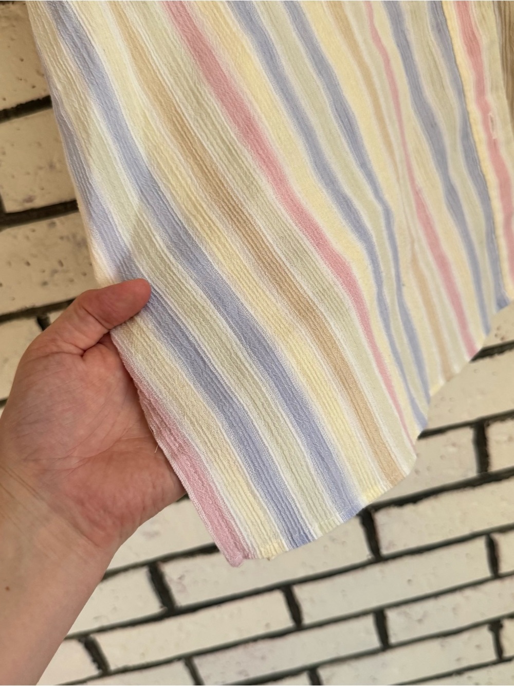 Alfred Dunner Pastel Multi-Stripe Short Sleeve Button Shirt - Picture 3 of 7